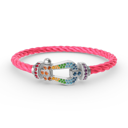 [Gaonasi]FORC LARGE HORSESHOE  COLORED DIAMOND BRACELET SILVER