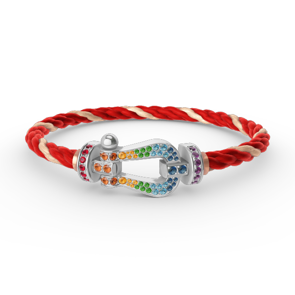 [Gaonasi]FORC LARGE HORSESHOE  COLORED DIAMOND BRACELET SILVER
