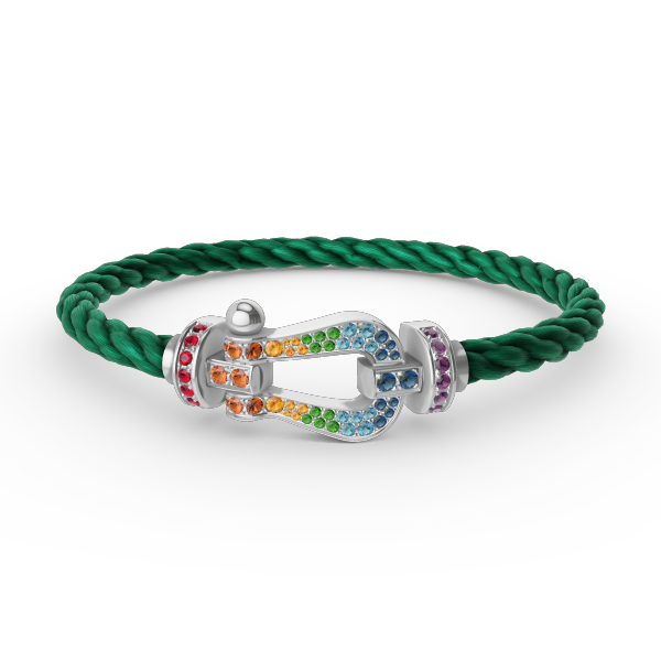 [Gaonasi]FORC LARGE HORSESHOE  COLORED DIAMOND BRACELET SILVER