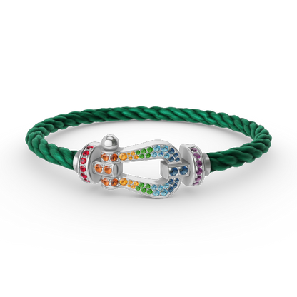 [Gaonasi]FORC LARGE HORSESHOE  COLORED DIAMOND BRACELET SILVER
