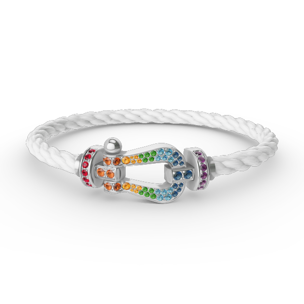 [Gaonasi]FORC LARGE HORSESHOE  COLORED DIAMOND BRACELET SILVER