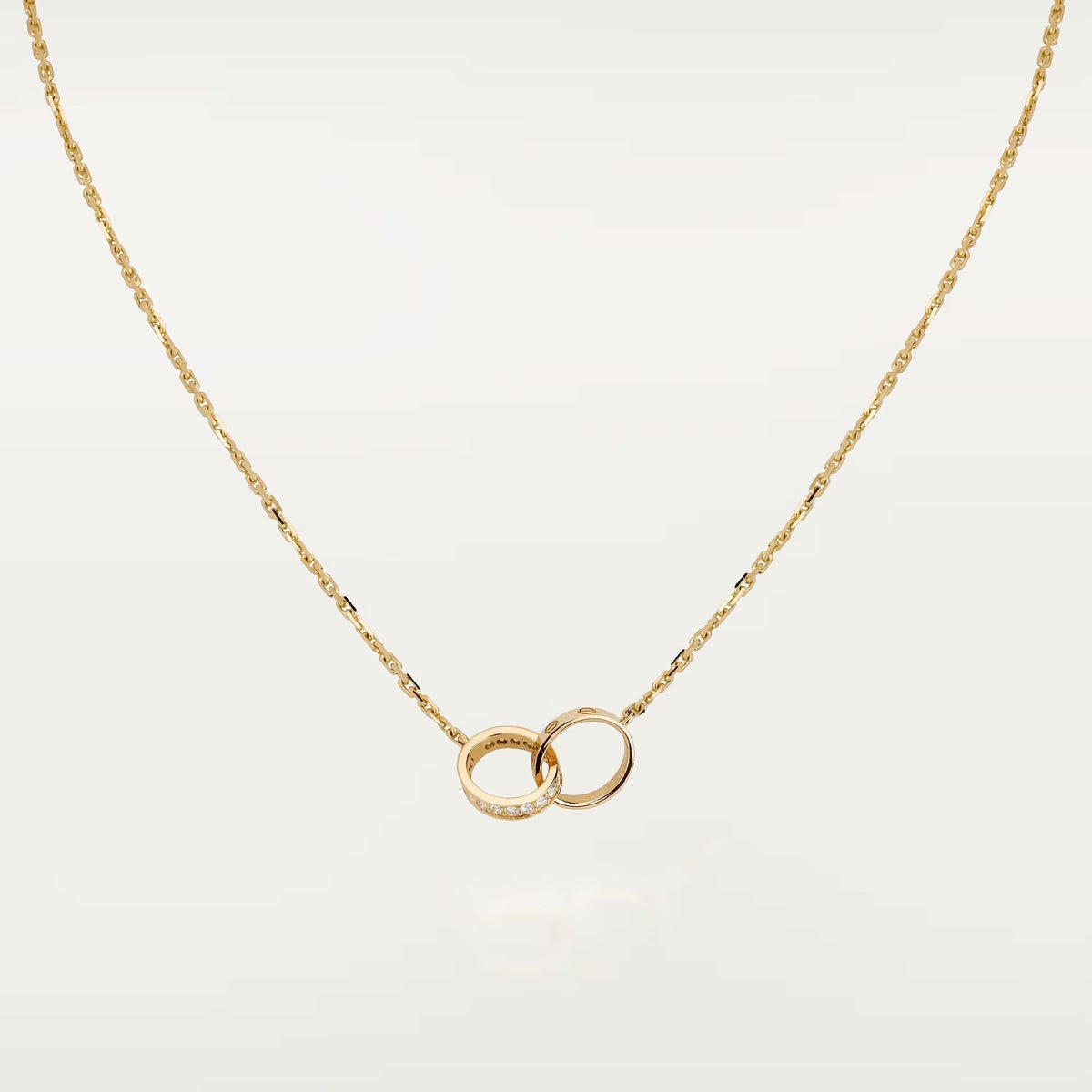 [Cadisa] LOVE DOUBLE RING HALF DIAMOND NECKLACE