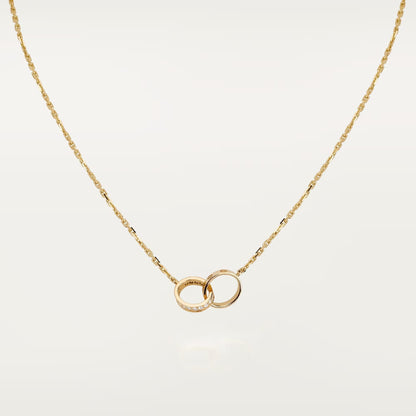 [Cadisa] LOVE DOUBLE RING HALF DIAMOND NECKLACE