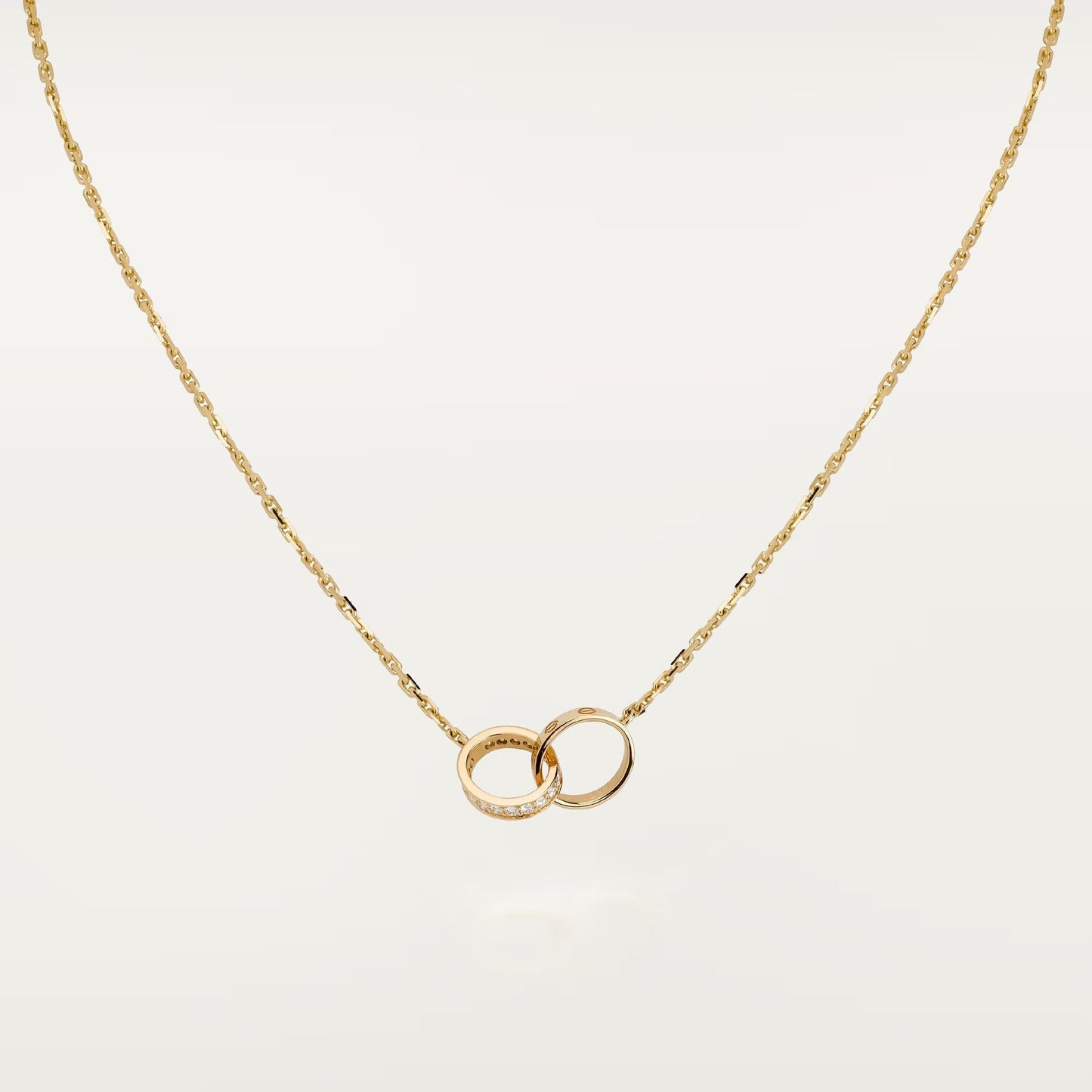 [Gaonasi Jewelry]LOVE DOUBLE RING HALF DIAMOND NECKLACE