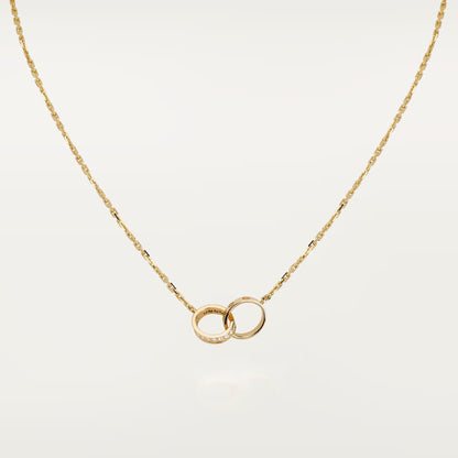 [Gaonasi Jewelry]LOVE DOUBLE RING HALF DIAMOND NECKLACE