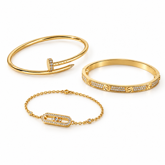 [Cadisa] LOVE & JUSTE Baby Move Diamond Bracelet Stack Set