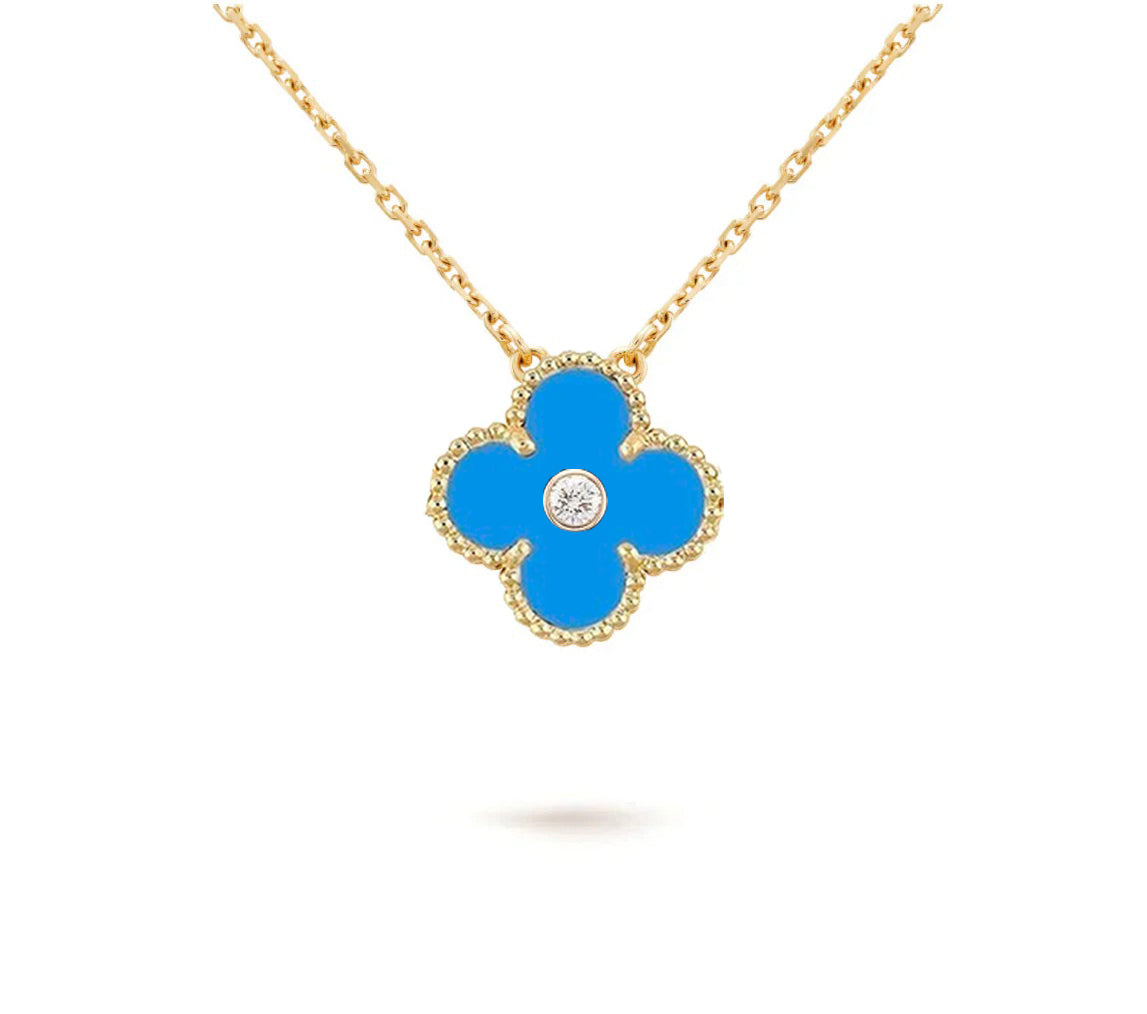 [Gaonasi]CLOVER 15MM DIAMOND SINGLE FLOWER NECKLACE COLLECTION