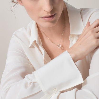 [Gaonasi Jewelry]LOVE NECKLACE 16MM 2 DIAMONDS