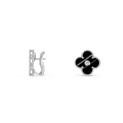 [Gaonasi]CLOVER SILVER 15MM MOP DIAMOND EARRINGS COLLECTION