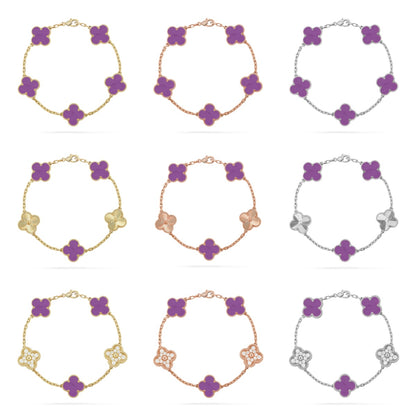 [Gaonasi] CLOVER 5 MOTIF VIOLET BRACELET COLLECTION
