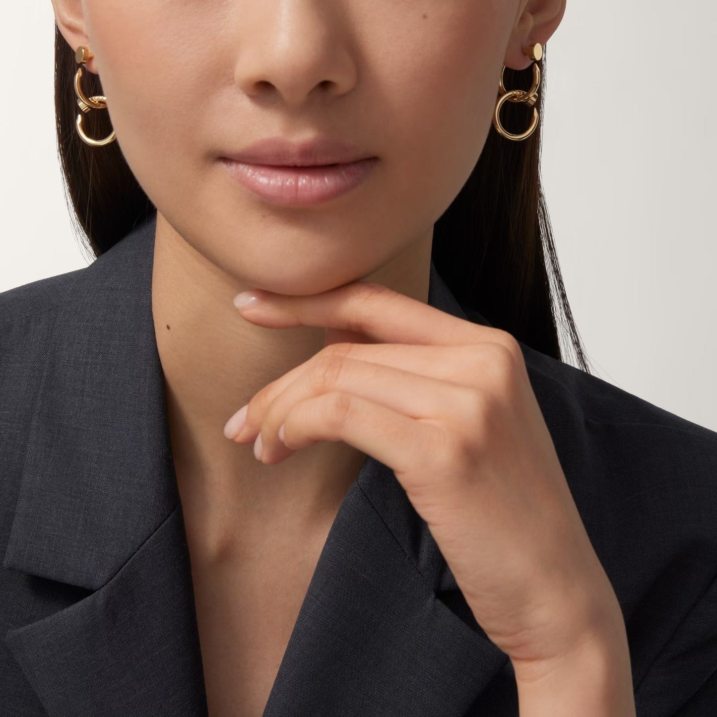 [Gaonasi Jewelry]JUSTE NO DIAMOND DOUBLE EARRINGS
