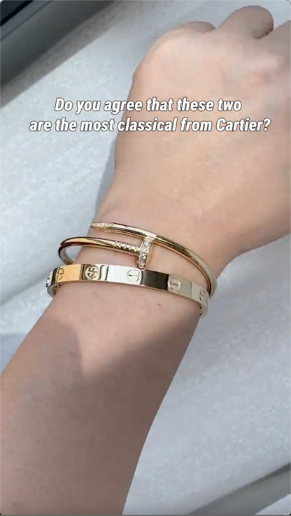[Cadisa] LOVE Classic & JUSTE Diamond Bracelet Stack Set