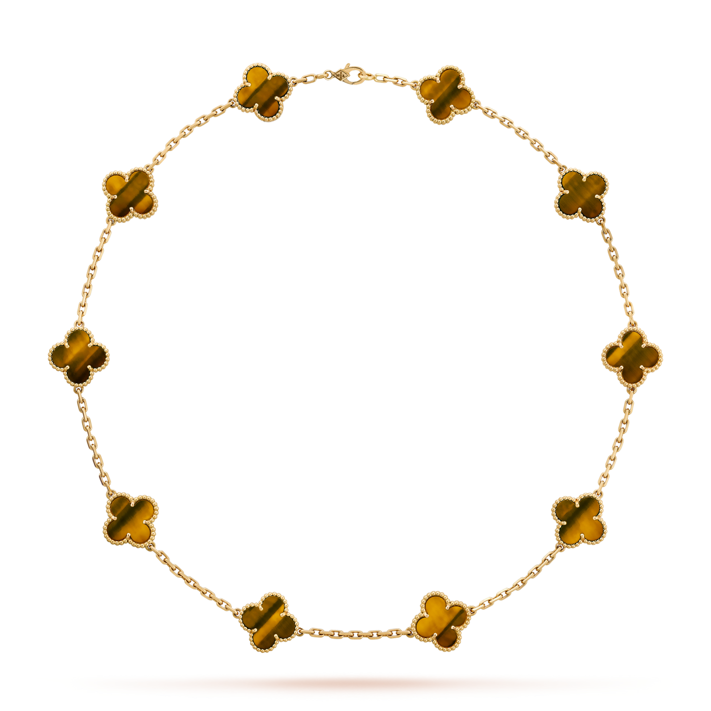 [Gaonasi]CLOVER 10 MOTIFS TIGER EYE NECKLACE