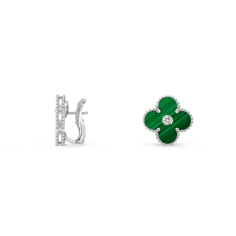 [Gaonasi]CLOVER SILVER 15MM MOP DIAMOND EARRINGS COLLECTION