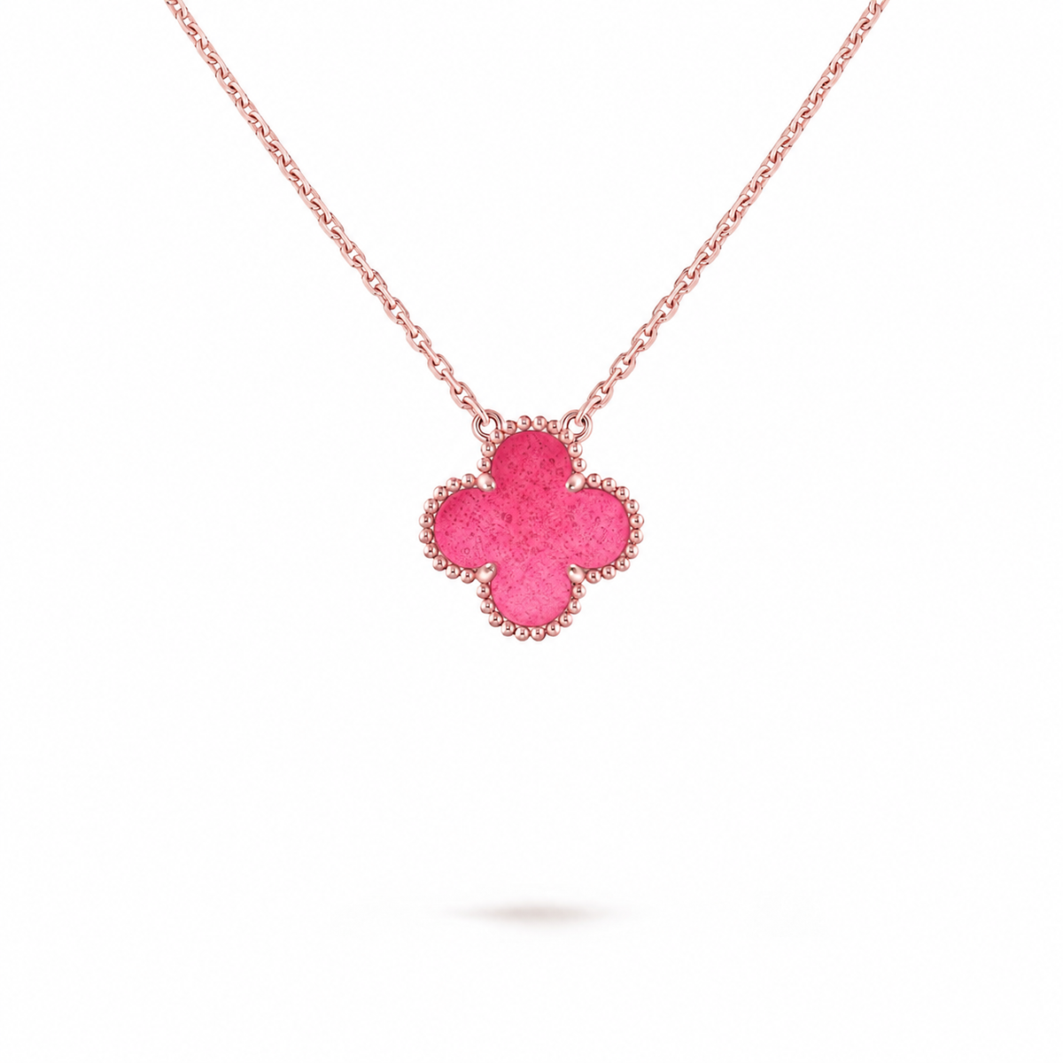 [Cadisa] NEW CLOVER 15MM PINK ENAMEL NECKLACE