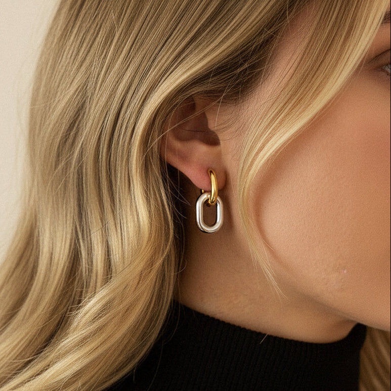 [Gaonasi]Pippa Two Tone Double Hoops