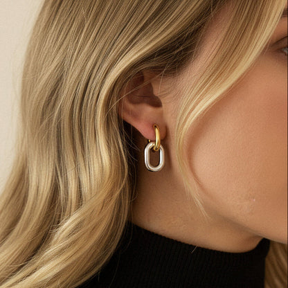 [Gaonasi]Pippa Two Tone Double Hoops