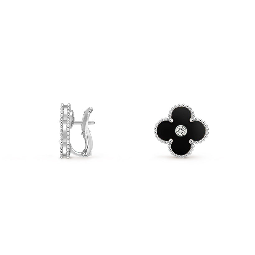 [Gaonasi]CLOVER SILVER 15MM MOP DIAMOND EARRINGS COLLECTION