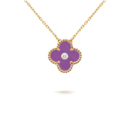 [Gaonasi]CLOVER 15MM DIAMOND SINGLE FLOWER NECKLACE COLLECTION