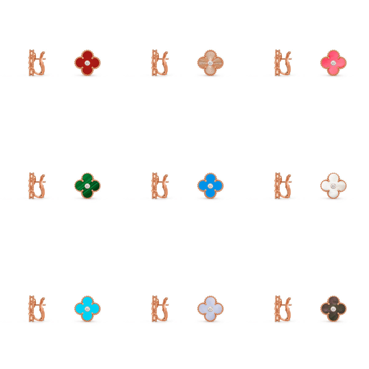[Gaonasi]CLOVER 15MM MOP DIAMOND EARRINGS COLLECTION