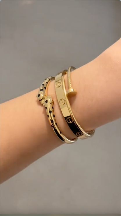 [Cadisa] Panthère & LOVE  & JUSTE  Diamond Bracelet Stack Set