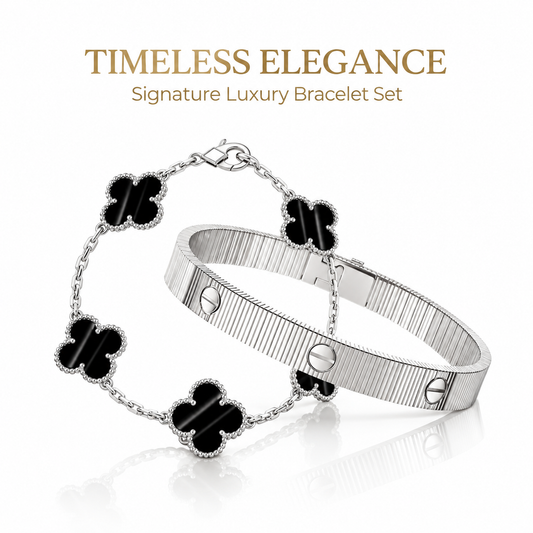 [Cadisa] Clover 5-Motif & LOVE Unlimited Bracelet Set