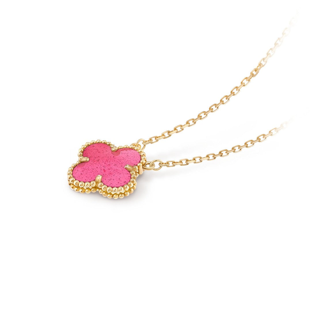 [Cadisa] NEW CLOVER 15MM PINK ENAMEL NECKLACE