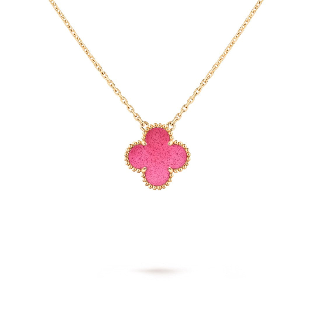 [Cadisa] NEW CLOVER 15MM PINK ENAMEL NECKLACE