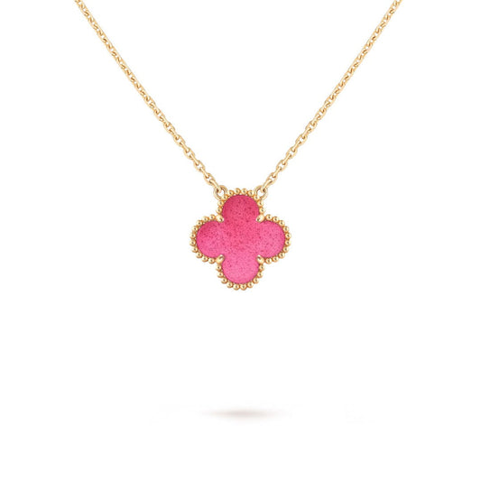 [Cadisa] NEW CLOVER 15MM PINK ENAMEL NECKLACE