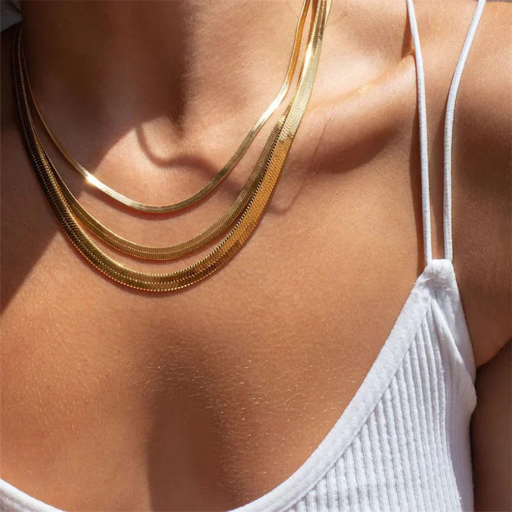 [Gaonasi]Elizabeth Gold Herringbone Necklace