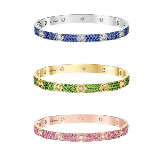 [Okajuri Jewelry]2026 PAVE GEMSTONE LOVE BRACELET 6.1MM 10 DIAMONDS