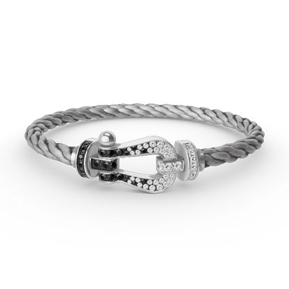 [Gaonasi]FORCE LARGE HORSESHOE BLACK WHITE DIAMOND BRACELET SILVER