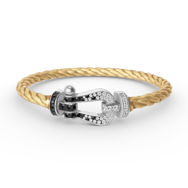 [Gaonasi]FORCE LARGE HORSESHOE BLACK WHITE DIAMOND BRACELET SILVER