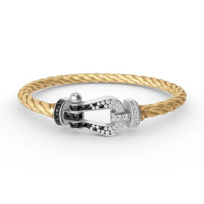 [Gaonasi]FORCE LARGE HORSESHOE BLACK WHITE DIAMOND BRACELET SILVER