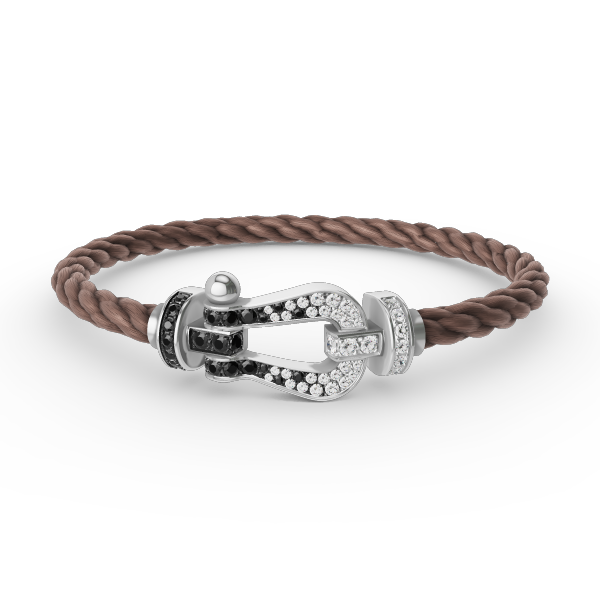 [Gaonasi]FORCE LARGE HORSESHOE BLACK WHITE DIAMOND BRACELET SILVER