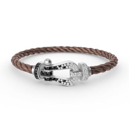 [Gaonasi]FORCE LARGE HORSESHOE BLACK WHITE DIAMOND BRACELET SILVER