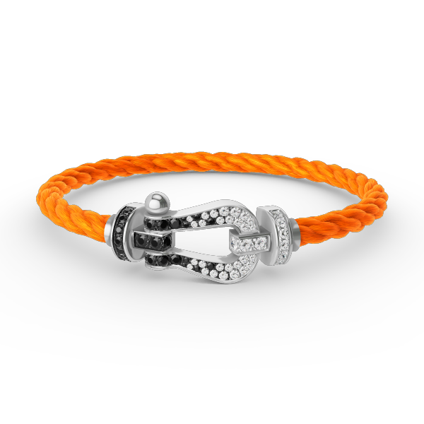 [Gaonasi]FORCE LARGE HORSESHOE BLACK WHITE DIAMOND BRACELET SILVER