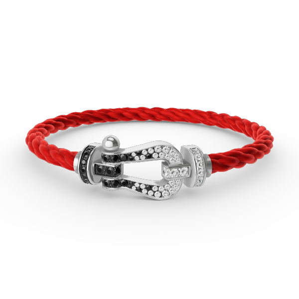 [Gaonasi]FORCE LARGE HORSESHOE BLACK WHITE DIAMOND BRACELET SILVER