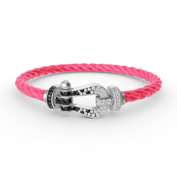 [Gaonasi]FORCE LARGE HORSESHOE BLACK WHITE DIAMOND BRACELET SILVER