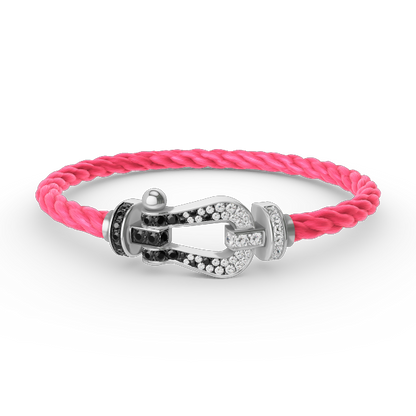 [Gaonasi]FORCE LARGE HORSESHOE BLACK WHITE DIAMOND BRACELET SILVER
