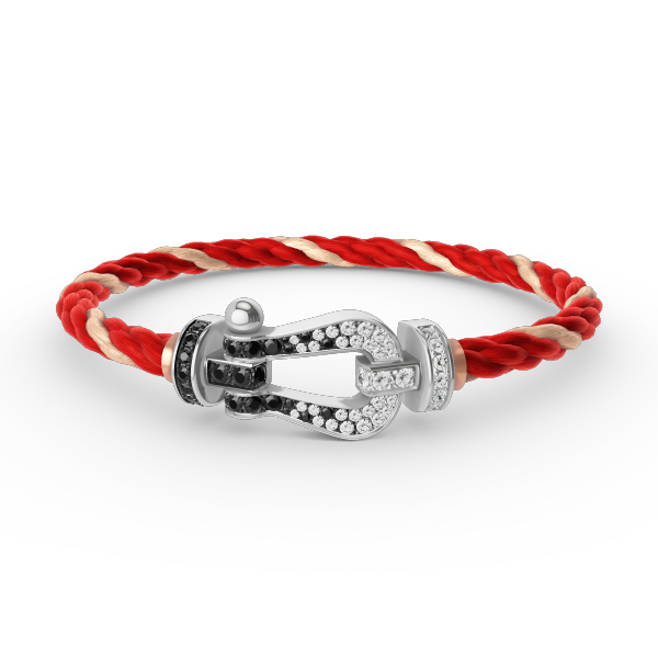 [Gaonasi]FORCE LARGE HORSESHOE BLACK WHITE DIAMOND BRACELET SILVER