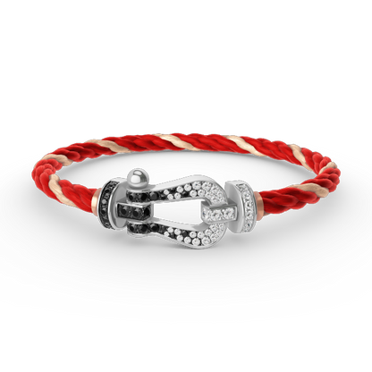 [Gaonasi]FORCE LARGE HORSESHOE BLACK WHITE DIAMOND BRACELET SILVER