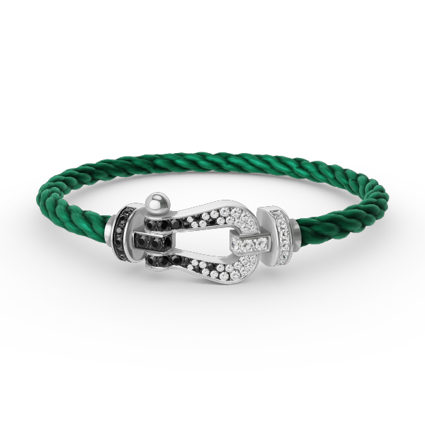 [Gaonasi]FORCE LARGE HORSESHOE BLACK WHITE DIAMOND BRACELET SILVER