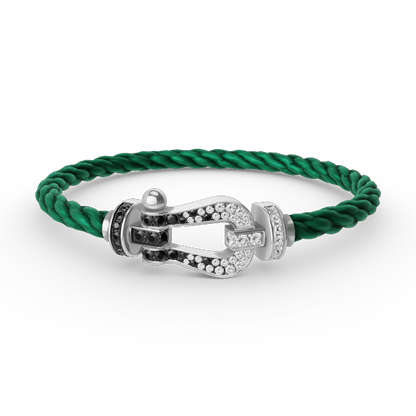 [Gaonasi]FORCE LARGE HORSESHOE BLACK WHITE DIAMOND BRACELET SILVER