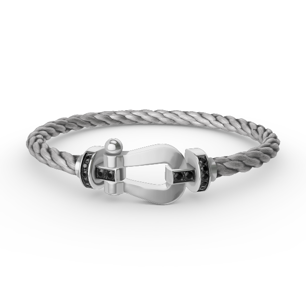 [Gaonasi]FORCE LARGE HORSESHOE BLACK DIAMOND BRACELET SILVER