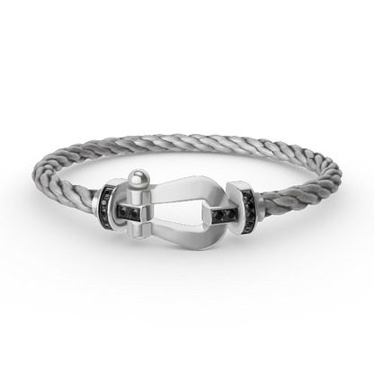 [Gaonasi]FORCE LARGE HORSESHOE BLACK DIAMOND BRACELET SILVER