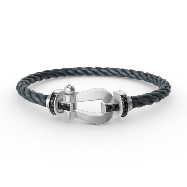 [Gaonasi]FORCE LARGE HORSESHOE BLACK DIAMOND BRACELET SILVER