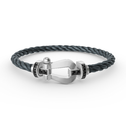 [Gaonasi]FORCE LARGE HORSESHOE BLACK DIAMOND BRACELET SILVER