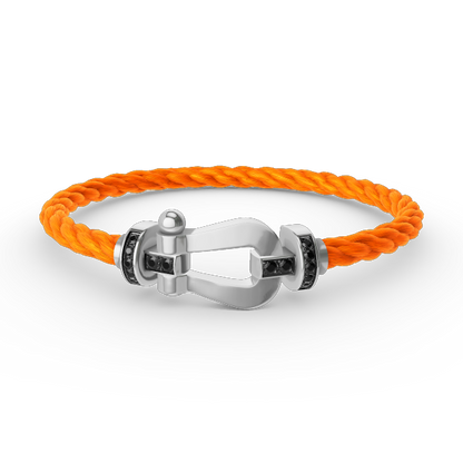 [Gaonasi]FORCE LARGE HORSESHOE BLACK DIAMOND BRACELET SILVER