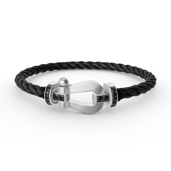 [Gaonasi]FORCE LARGE HORSESHOE BLACK DIAMOND BRACELET SILVER